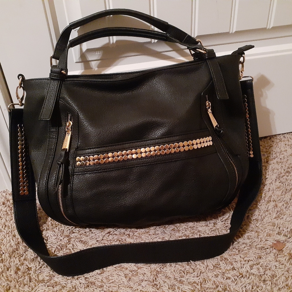 Steven Madden Black Handbag with Gold Studs